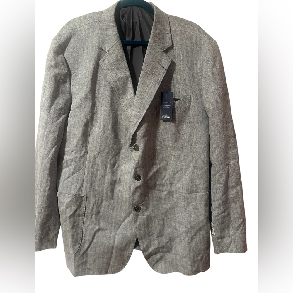 Stafford classic gray linen blazer men’s 50R